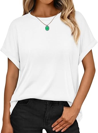 Womens Oversized T Shirts Short Sleeve Crewneck Summer Tops Casual Loose Basic Tee Shirts 2025 Trendy Clothes