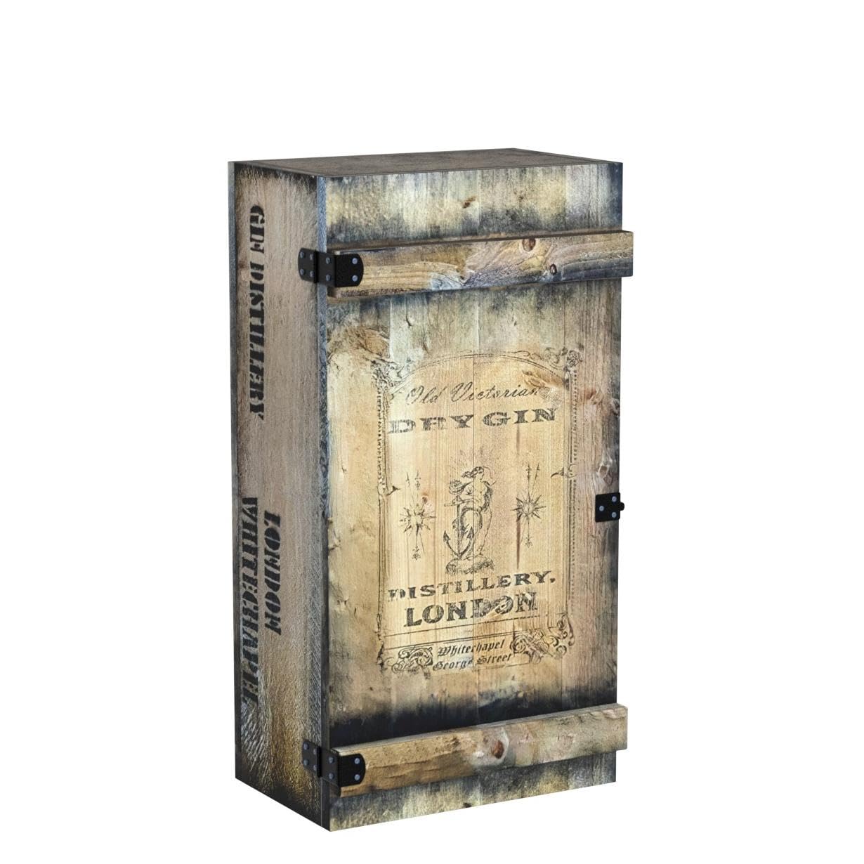 Unbekannt Shabby WANDSCHRANK Wand BARSCHRANK FRACHTKISTE Victorian Gin KISTE Vintage MINIBAR BAR Holz 74cm H.