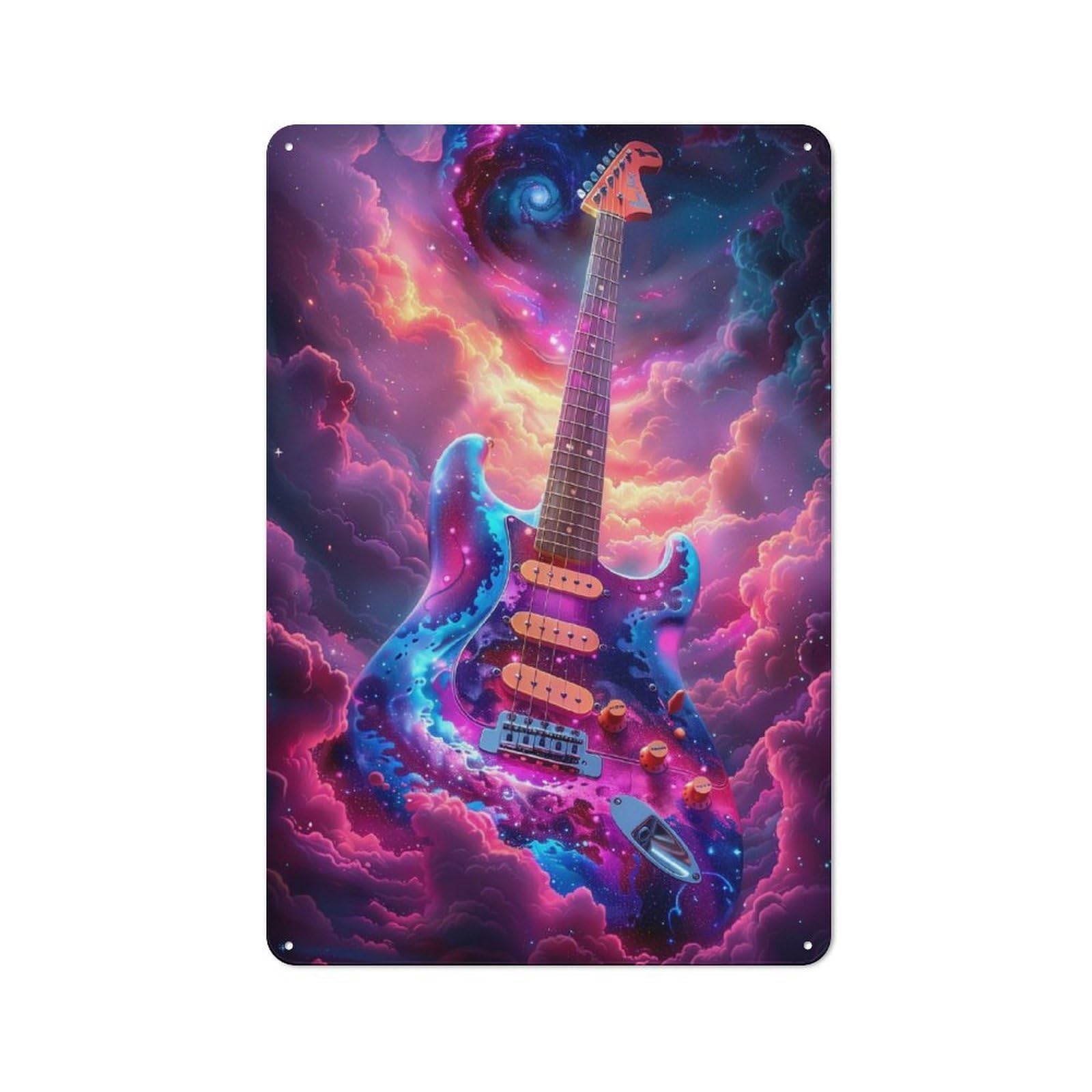 Cosmic Guitar Tin Wall Plaque 30x20cm, Rustic Farmhouse Wall Decor for Dining Room, Cafe, Entryway Or Family Room