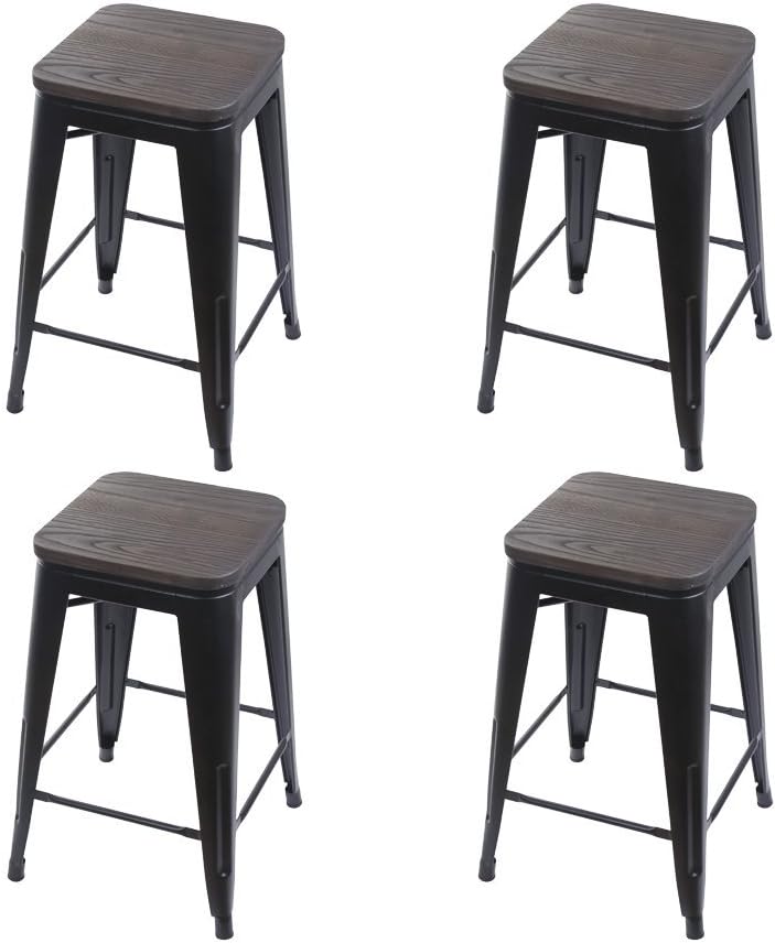 GIA 30-Inch Backless Bar Height Stool, 4-Pack, Antique Red/Black Faux Leather Seat