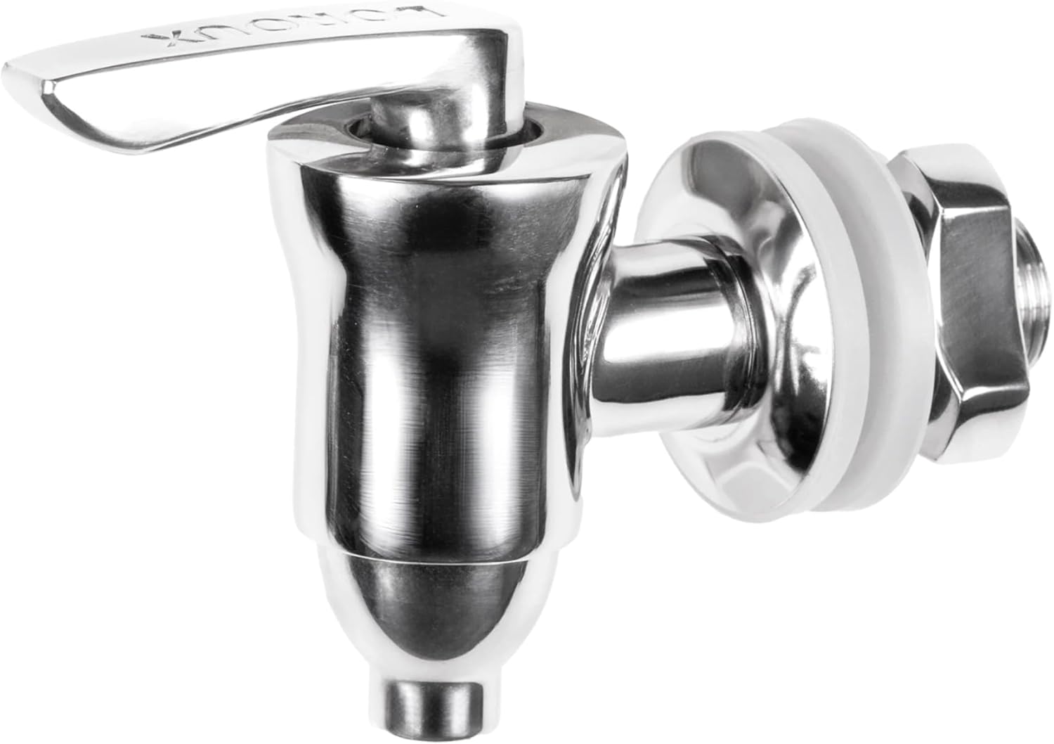 Boroux stainless steel spigot with ceramic valve in stainless steel with silicone washer