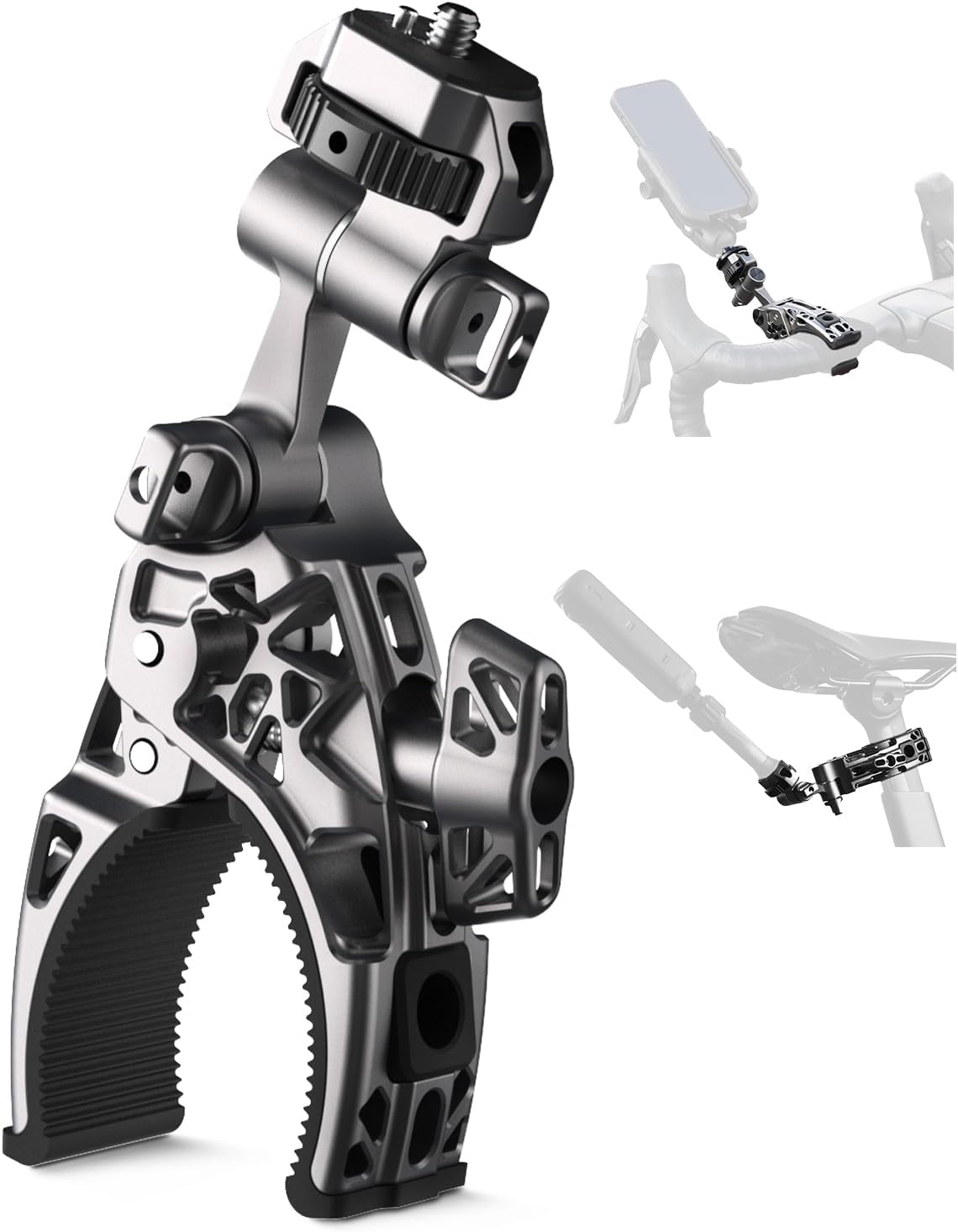 Heavy Clamp Camera Mount for Flat Tube Road Bike, Super Clamp with 1/4"-20 Thread,E-Bike Accessories/Bicycle, Compatible with GoPro Hero13/12/11/10/ DJI Osmo 360/Action 5 Pro/4/3/Insta360 X4/X5