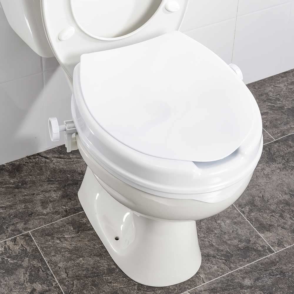 NRS Healthcare 2" (50 mm) Linton podwyższona deska sedesowa z pokrywką, biała