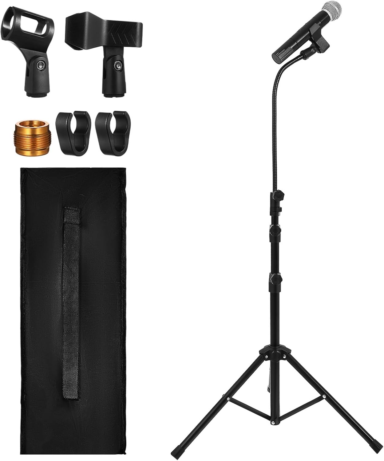 Mic Stand Holder Adjustable Floor Stand Clamp Compatible Mic Clips for Studio Streaming Recording