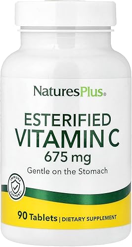 NaturesPlus Vitamina C esterificada - 675 mg, 90 tabletas vegetarianas - Máxima absorción de apoyo inmunológico, sin ácidos, fácil para el estómago