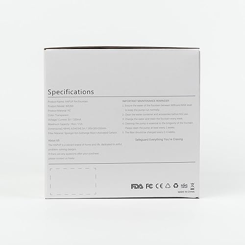 Miniatura 11 de Fuente de agua para gatos - Fuente automática para mascotas cuadrada de 2.2 L con bomba inteligente y filtros de repuesto