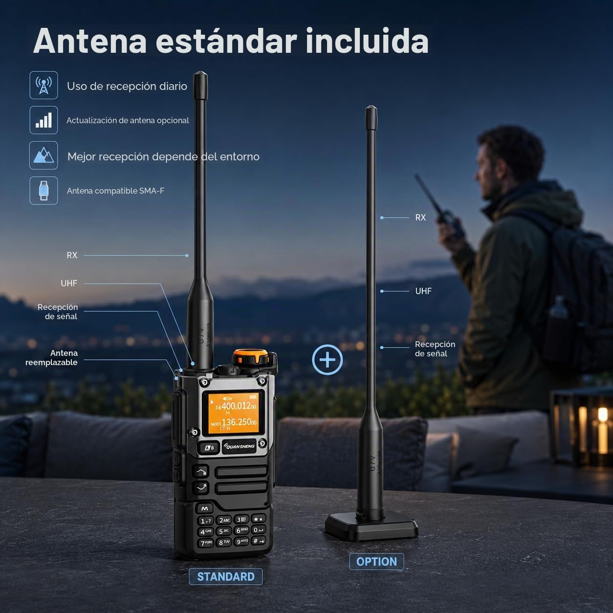 QUANSHENG K6 UVK5(8)AM/FM/DTMF walkie Talkie 200Three Frequency Receiving walkie Talkie NOAA Weather Forecast, with Flash Replication Frequency Tpye-C LCD Display for Hiking Camping Trip Two-way radio