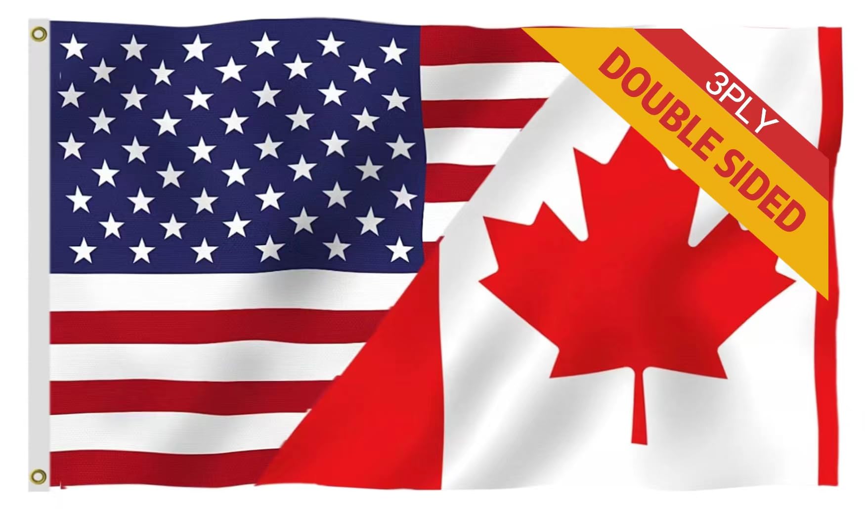 Double Sided 3ply America Canada Friendship Flag 3x5FT – Heavy Duty with Shading Cloth for Outdoor Decor Flags Vivid Color, All Weather, Double