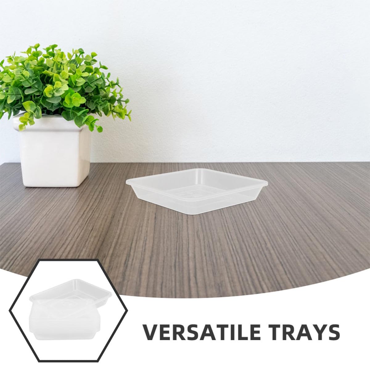 8 Stück Dicke Quadratische Pflanzuntersetzer Transparent Kunststoffschalen mit Verstärktem Boden Wasserfeste Tropfschalen für Große Pflanztöpfe im Garten der Terrasse