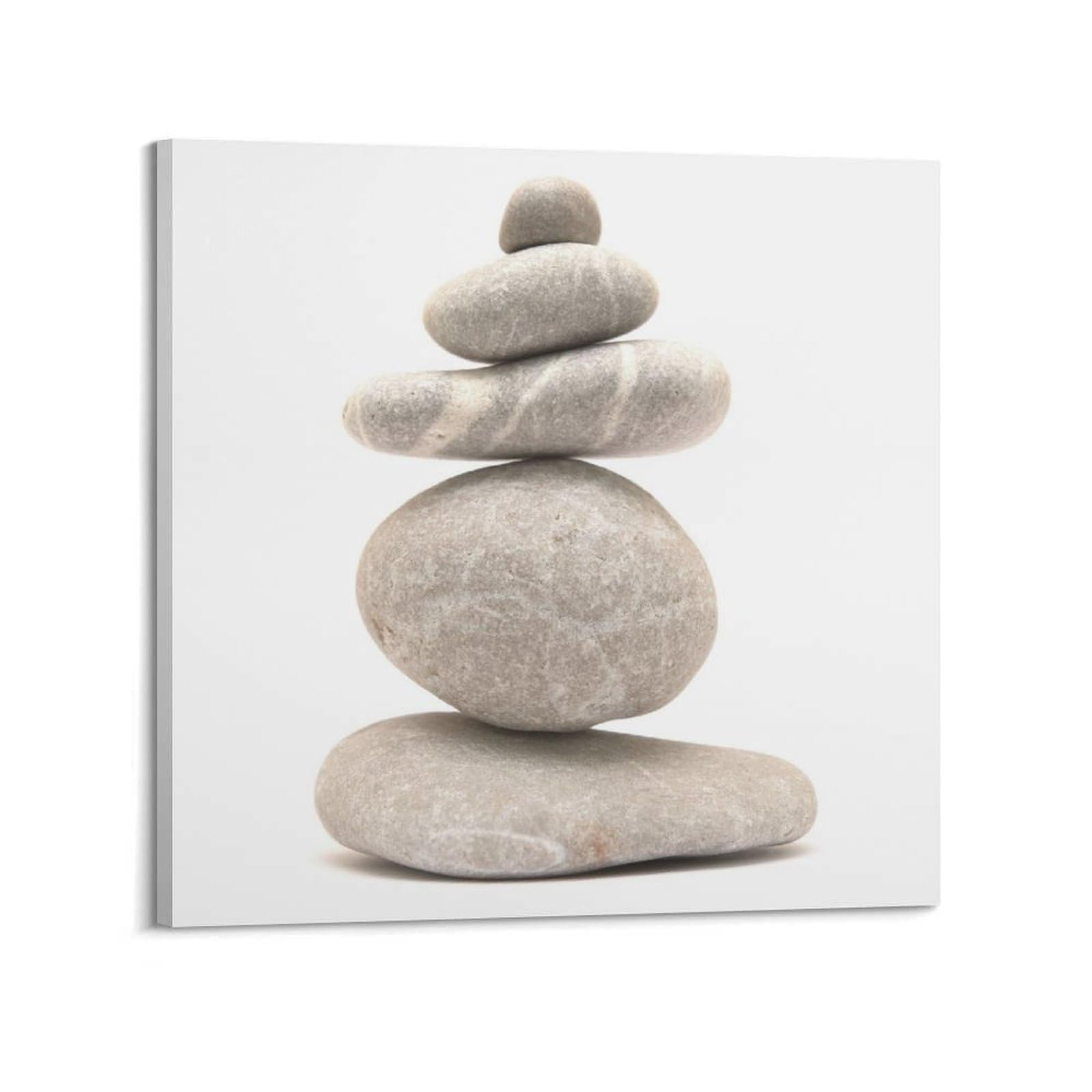 CPGLJD Zen Stones Poster Yoga Meditation White Round Stone Pyramid Poster Decorative Painting Canvas Wall Posters And Art Picture Print Modern Family Bedroom Decor Posters 20x20inch(50x50cm)
