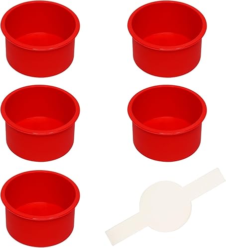 Alimat PluS Molde redondo de silicona para tartas de 4 pulgadas, paquete de 5 mini moldes para pasteles con 100 piezas de papel pergamino, moldes de
