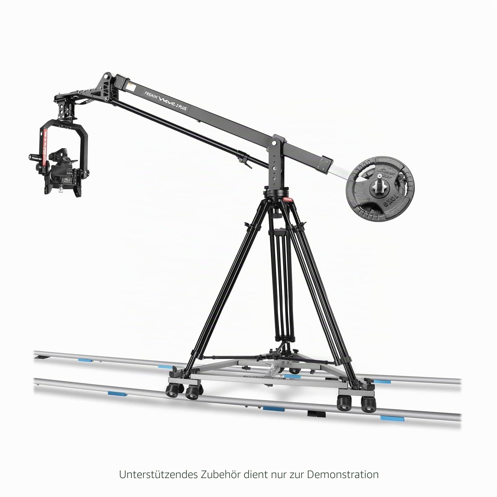 PROAIM Swift Kamera-Dolly mit 3,7 m Geradschiene für Stative, 159 kg | Aluminium-3-Rad-Dolly mit PU-Kugellagern; 28" Spurweite, 3×1,2 m Schienen; 20 Keile für exakte Nivellierung