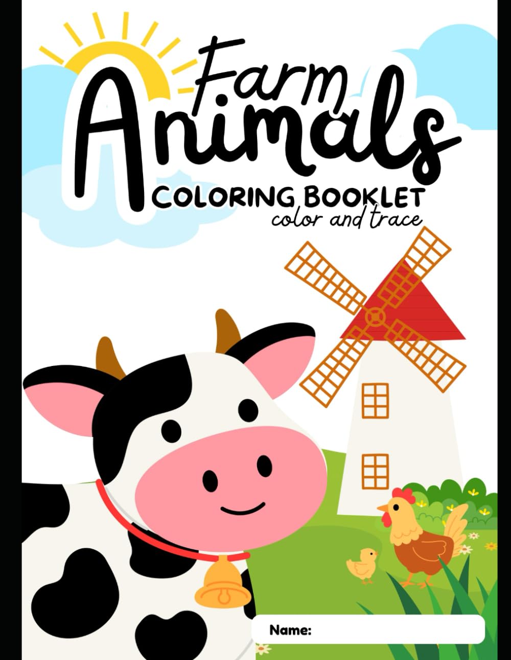 Farm animals coloring booklet: Color and trace
