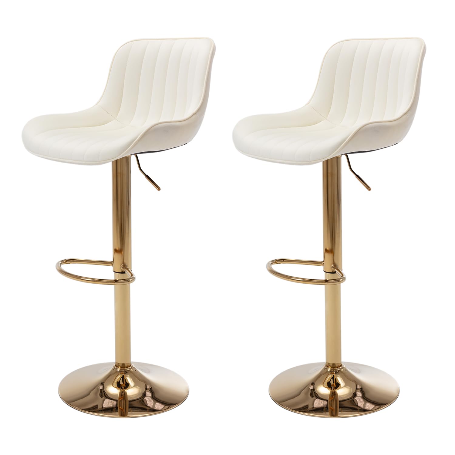 ECHINGLE Velvet Bar Stools Set of 2 - Swivel Counter Height Barstools with Back & Adjustable Height