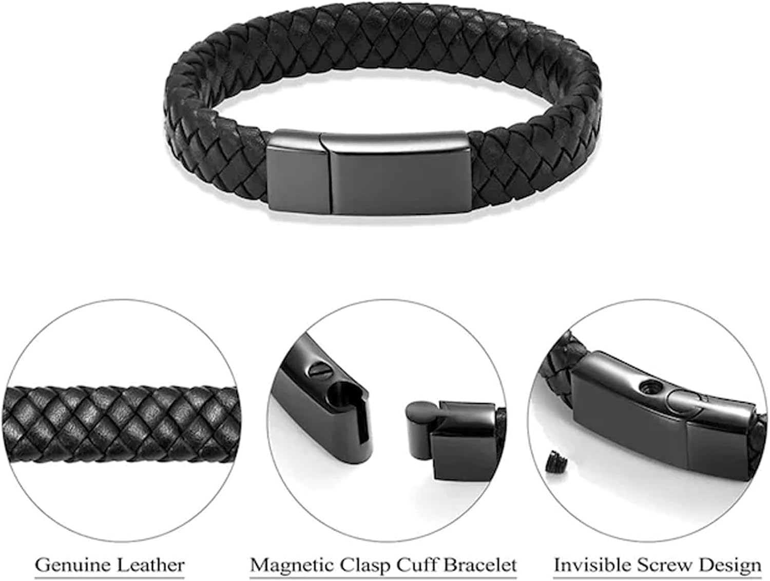 Personalized Cremation Jewelry Urn Bracelet for Ashes -Women Men Memorial Braided Leather Urn Bracelet for Human Ashes Keepsake Cuff Bangle