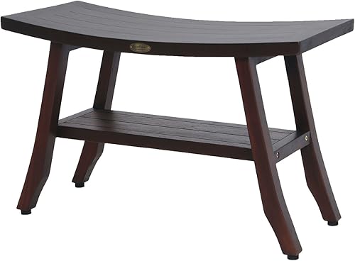 Miniatura 10 de DecoTeak -Bench-Taburete de ducha, banco de ducha de teca, asiento de ducha, silla de ducha para ducha interior, banco pequeño, reposapiés, taburete