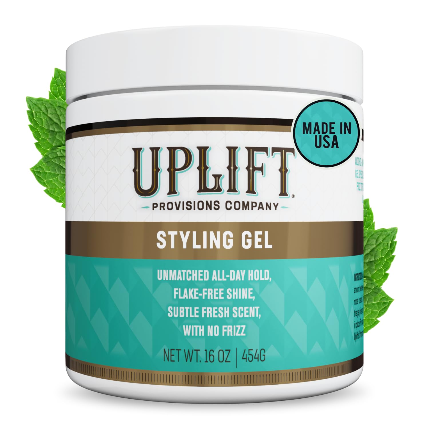 Uplift Provisions Styling Hair Gel for Men, Women & Kids – Strong Hold for Curly, Slicked-Back & Natural Hair – Non-Greasy, No Flake, 16 Fl Oz