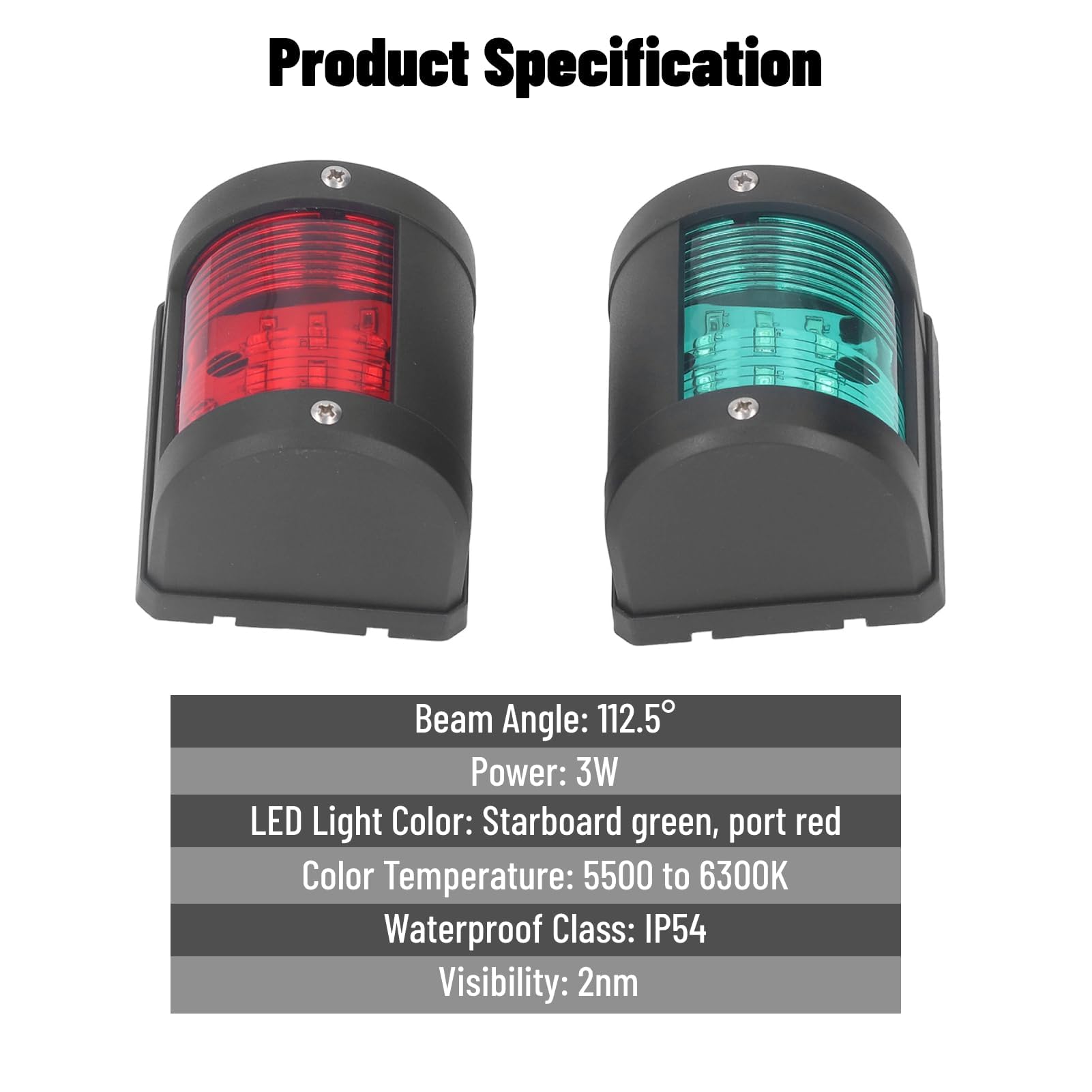 LiebeWH 2 Pezzi 2nm Luce per Barche Marine Luce di Navigazione a LED Impermeabile Dritta Verde Porto Rosso per Barche Marine Prua e Poppa
