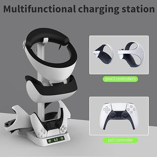Miniatura 6 de Estación de carga de controlador para PSVR2 y PS5, base de carga rápida Dual Playstation VR2 con luz LED, soporte de pantalla para auriculares PS5