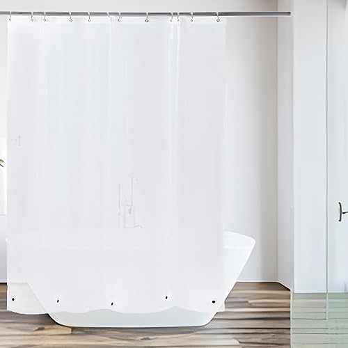 Magnetic Shower Curtain Liner with Magnetic Splash Guard Clips for
