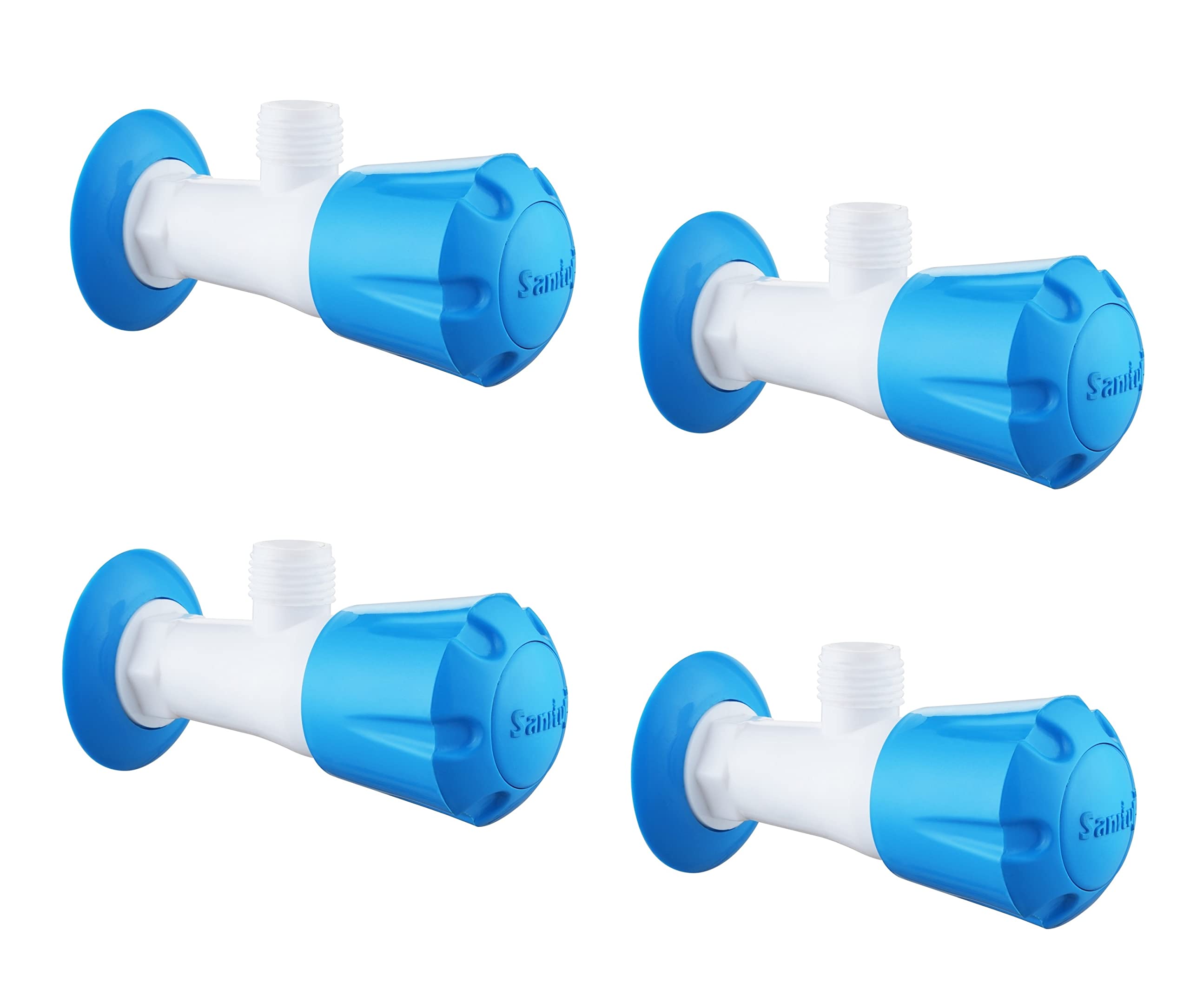 SanituF BLS-105 Angle Valve PTMT Faucet | BLISS Series Plastic Angle Valve Cock for Bathroom, Toilet & Wash Basin with Wall Flange | (Blue-White) | (Pack of 4) (B0BS1BH9KD) Amazon Price History, Amazon Price Tracker