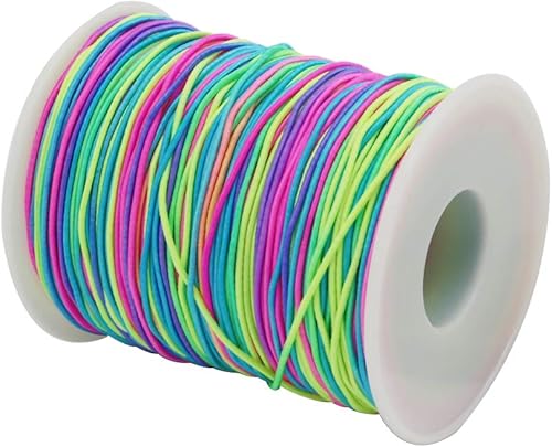 Miniatura 2 de Tenn Well Cuerda elástica de 0.039 pulgadas, 328 pies, cuerda elástica de arcoíris para pulseras, collares, fabricación de joyas, cuentas de pony y