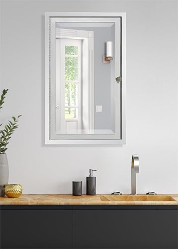 Miniatura 8 de FOMAYKO Gabinete de medicina de acero inoxidable de 15 x 25 pulgadas, gabinete de espejo de baño, armario de espejo montado en la pared, organizador