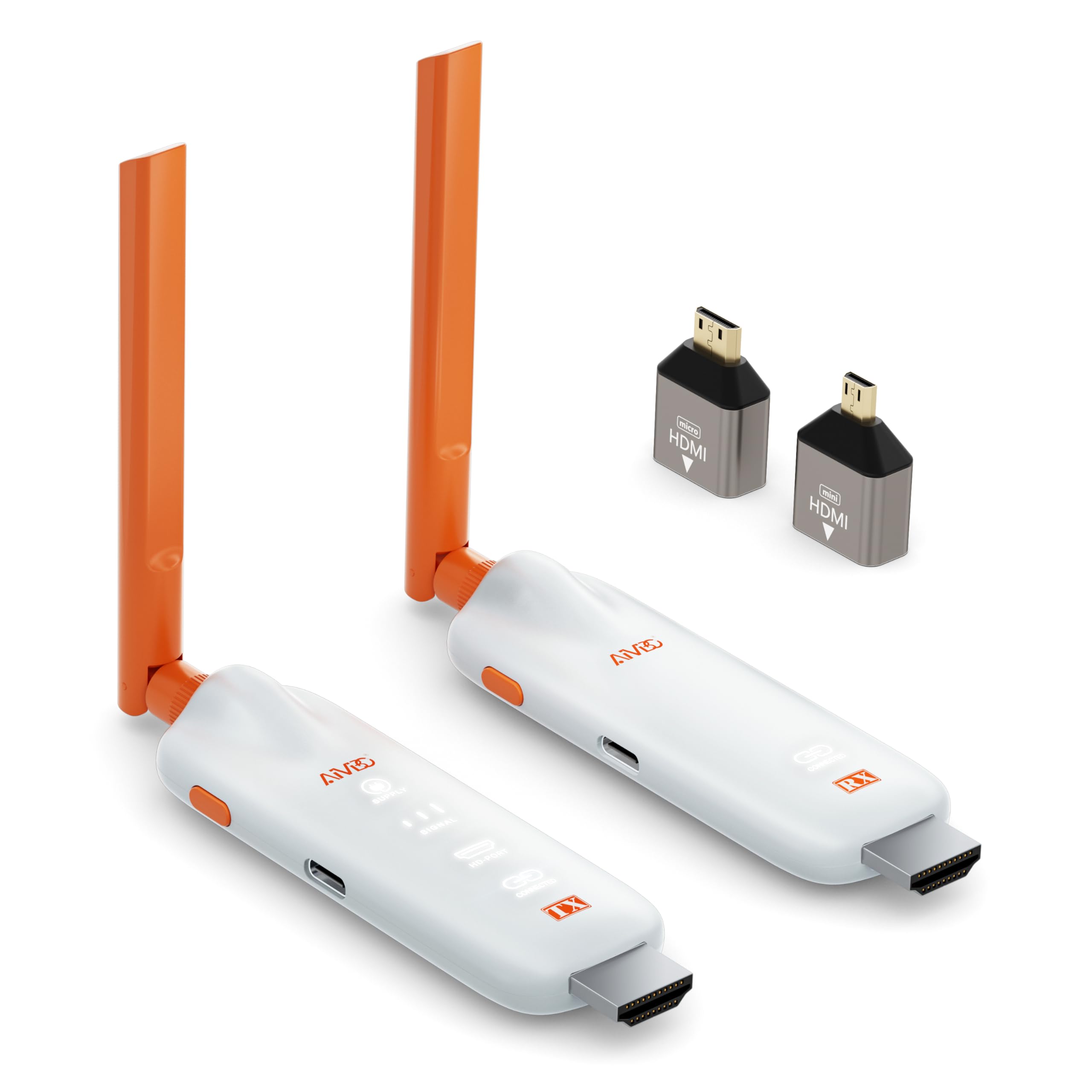HDMI wireless, fino a 6 RX, 2025 Trasmettitore e Ricevitore HDMI Wireless 5G con Display LED, Plug and Play, 1080P a 60 Hz, 165ft/50m, per laptop/TV box/DSLR su TV/monitor/proiettore/telefono/tablet