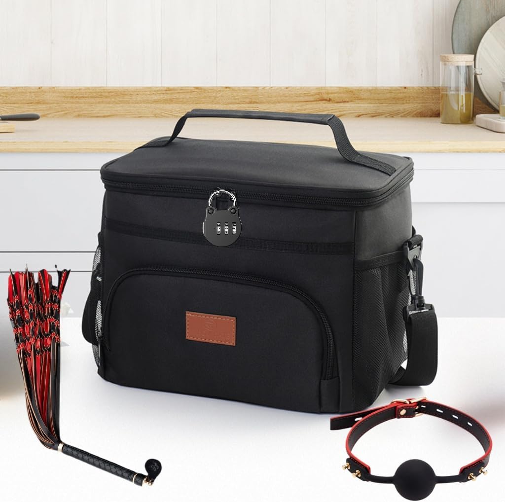 Discreet Lockable Toys Storage Bag, Adult Game Toy Locking Storage Organizer Case Organizer Container with 3 Drawstring Bags, Private Storage Bag Box for Women and Men