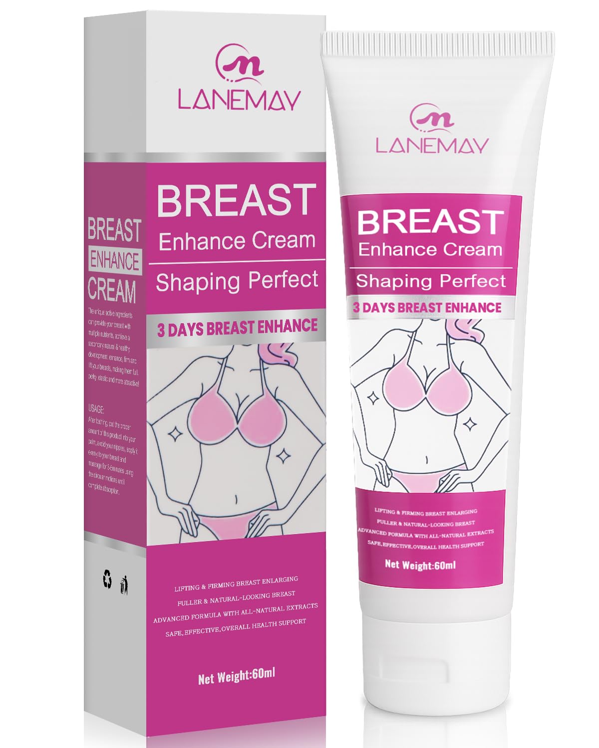 Breast Enhancement Cream, Natural Breast Enlargement Firming and Lifting Cream, Plumps and Lifts Your Breasts and Improves Sagging Breasts,Fast Growth for All Skin Types (60ml)