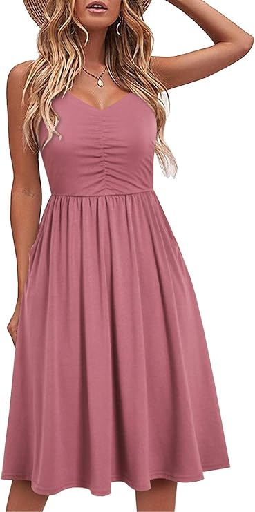 YATHON Sleeveless Women’s Light Pink Off the Shoulder Dress for Summer