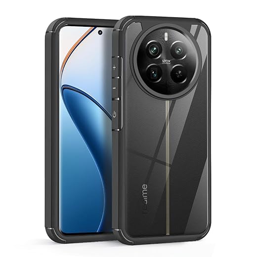 Loyhee Case for Realme 12 Pro 5G / Realme 12 Pro Plus 5G, Military Grade Drop Protection Anti-Shock, Transparent PC Back Case Anti-Scratch + Soft TPU Frame, Anti-Fingerprint - Black