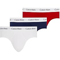 Calvin Klein Hip Brief 3Pk 0000U2661G, Slip, Uomo, Multicolore (White, Red Ginger, Pyro Blue), S