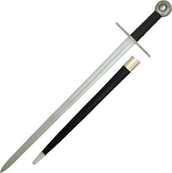 Medieval Warrior European Knights Arming Crusader Sword with Leather Scabbard