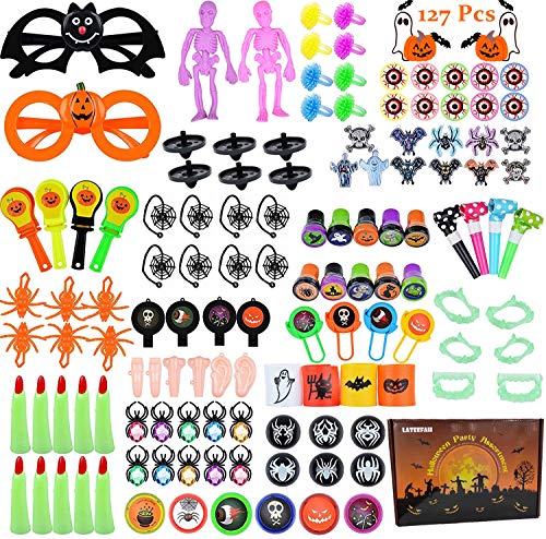 LATEEFAH 127PCS Halloween Party Favors Bulk for Kids, Favors Toy Assortment for Carnival Prizes, Trick or Treat, Halloween Party and Classroom Rewards