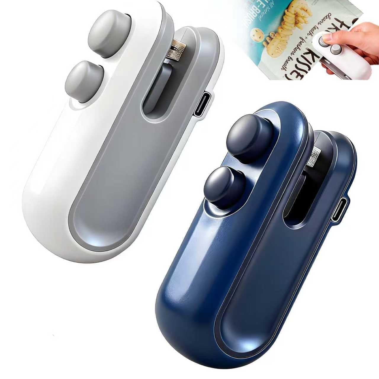 Photo 1 of 2-Pack Rechargeable Mini Bag Sealer with Cutter,Magnetic Portable Chip Sealer Heat Sealer with Cutter, Magnetic Portable Chip Sealer Heat Sealer for Food Preservation, Kitchen, Home & Travel