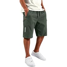Beach Vacation Shorts for Men Athletic Lightweight Outdoor Work Pants Summer Elastic Waist Golf Shorts with Pockets