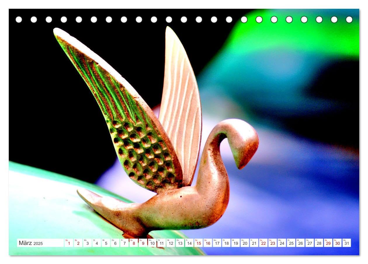 Tierische Oldtimer - Markante Kühlerfiguren (Tischkalender 2025 DIN A5 quer), CALVENDO Monatskalender: Tierfiguren auf der Kühlerhaube von Oldtimern (CALVENDO Mobilitaet)