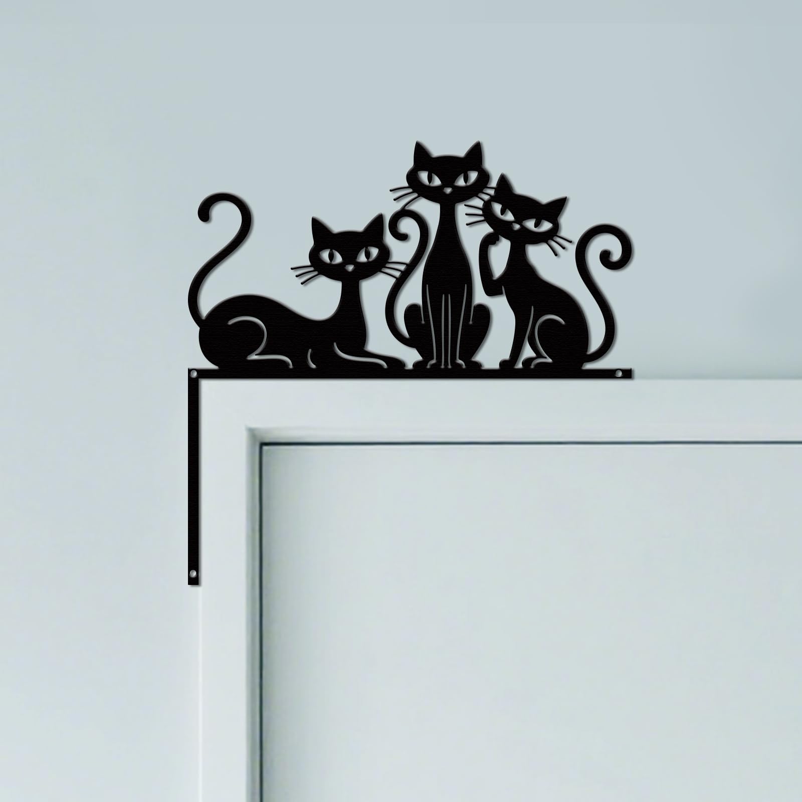 CUTHOLLOW Elegant Cat Door Topper Sign Metal Wall Art Decor — image 1