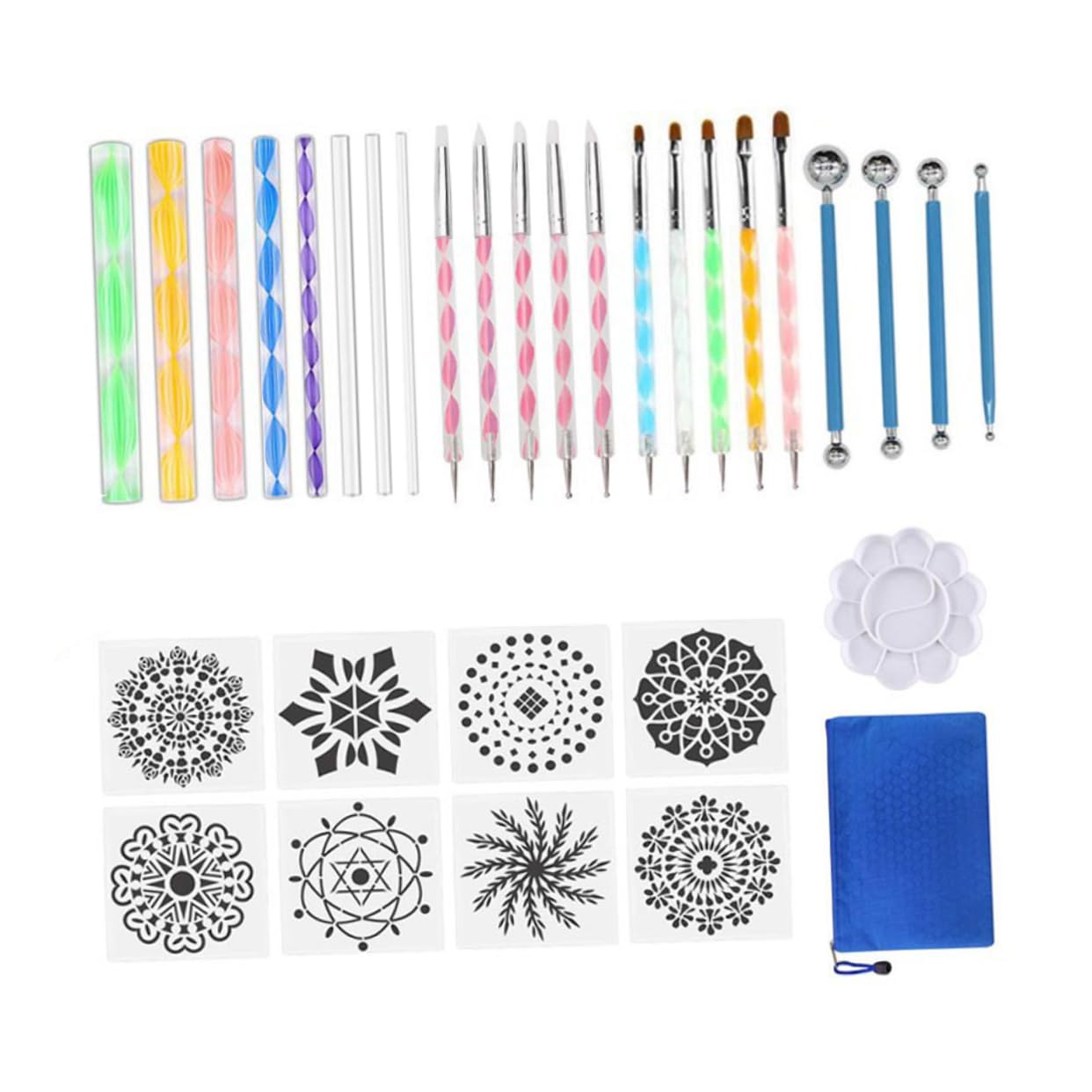 Housoutil Kit D’Outils de Pointillage Mandala 32 Pièces, Acrylique et Plastique Facile à Nettoyer pour Dessin DIY sur Papier et Surfaces Lisses