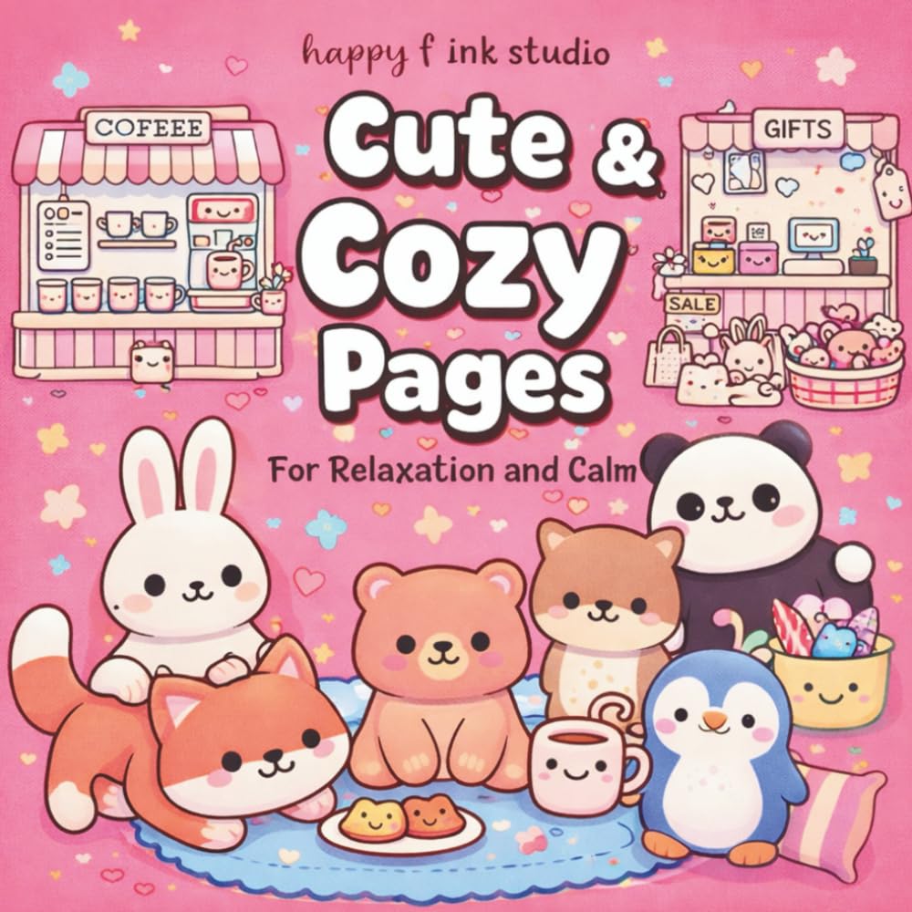 Cute & Cozy Pages for Relaxation and Calm: Coloring Book for Adults and Kids, Bold and Easy, Simple and Big Designs for Relaxation Featuring Animals, Places, Patterns, Cute Things And Many More