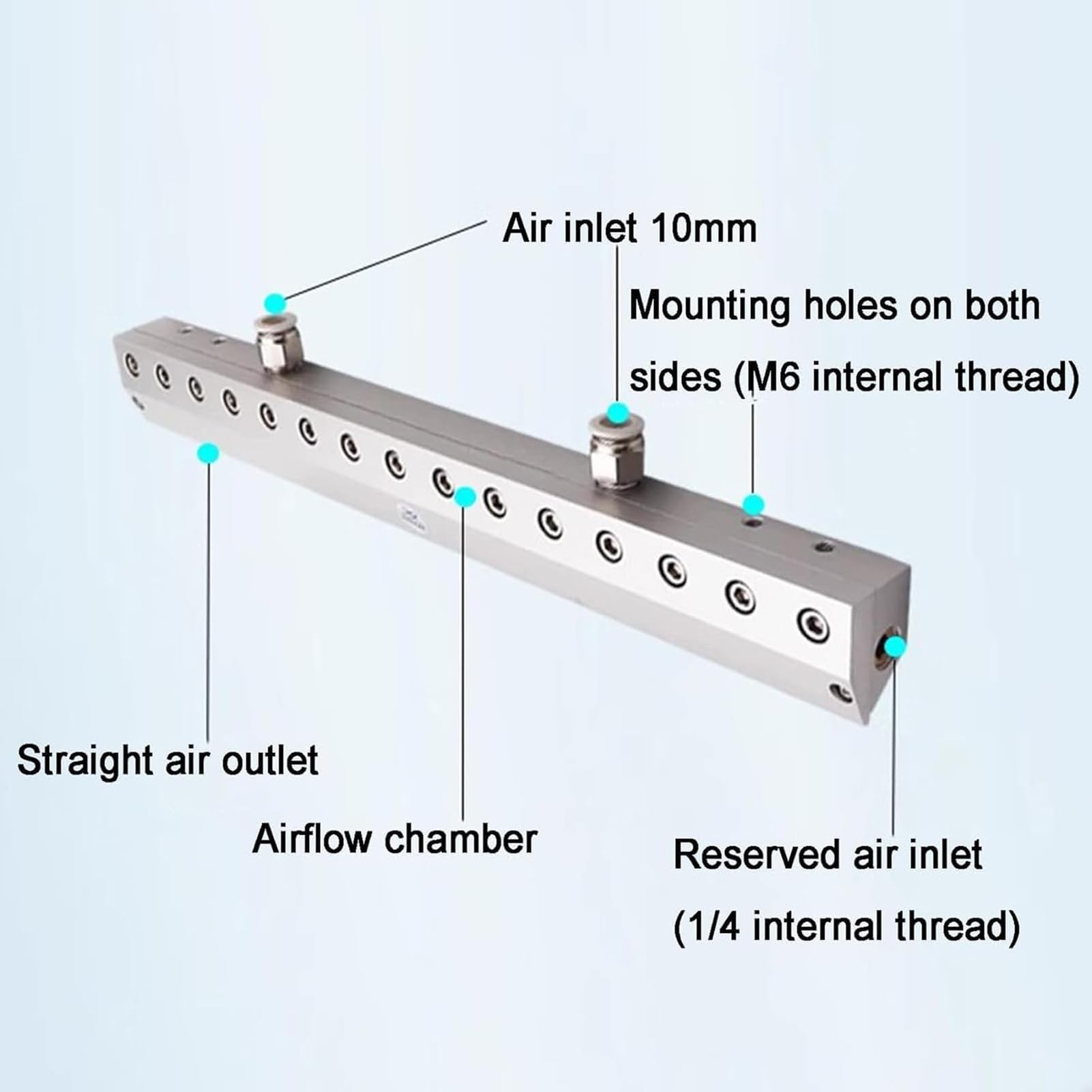 Soffiatore a lama d'aria per soffiaggio della polvere, compatibile con compressore d'aria per una pulizia efficiente della linea di produzione, interfaccia filettatura standard da 1/4", spazio di