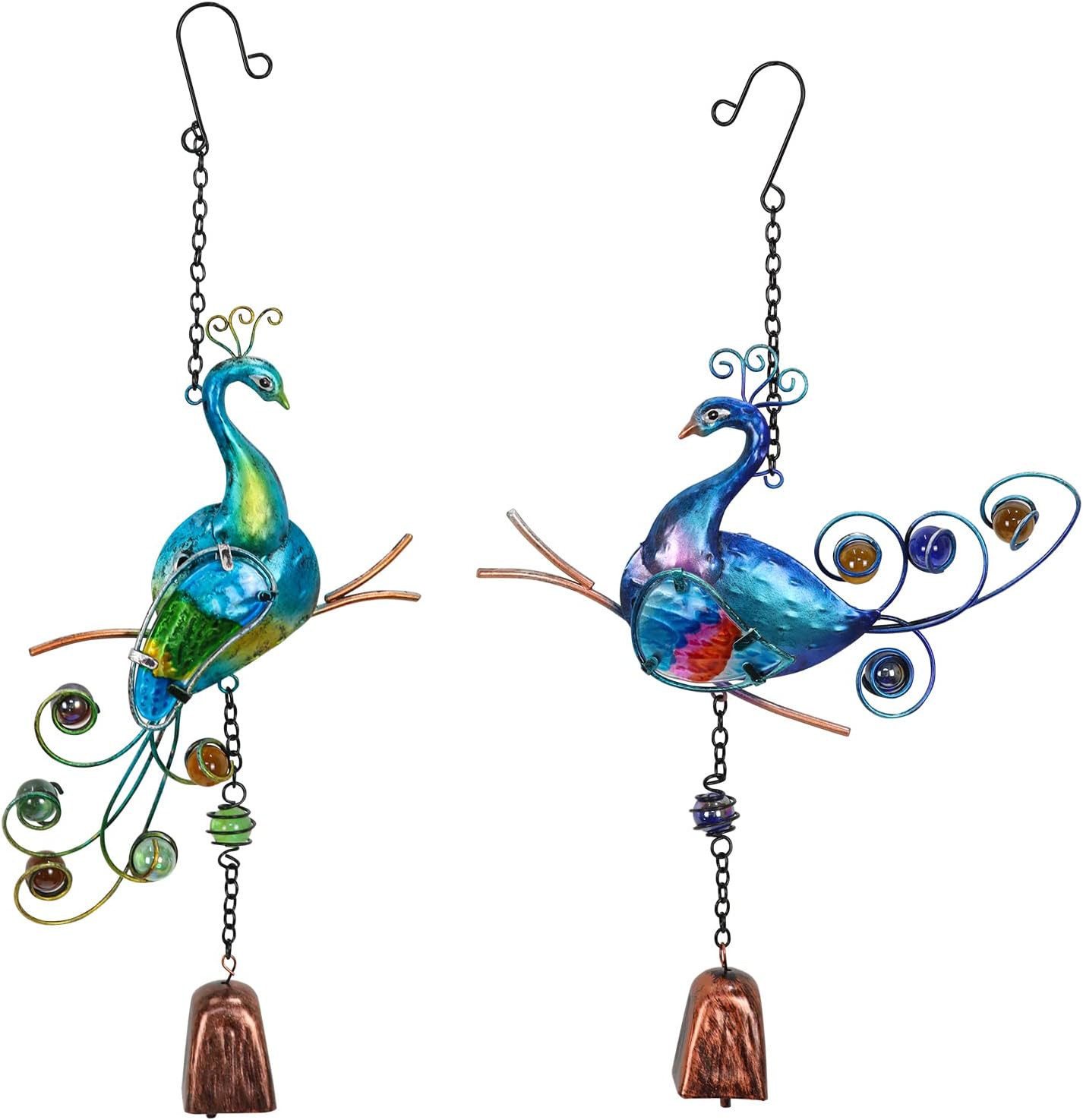 HONGLAND Wind Chimes for Outside-Peacock Wind Chime Pendant Bells-Hanging Outdoor Decoration for Patio Porch Garden Backyard Decor