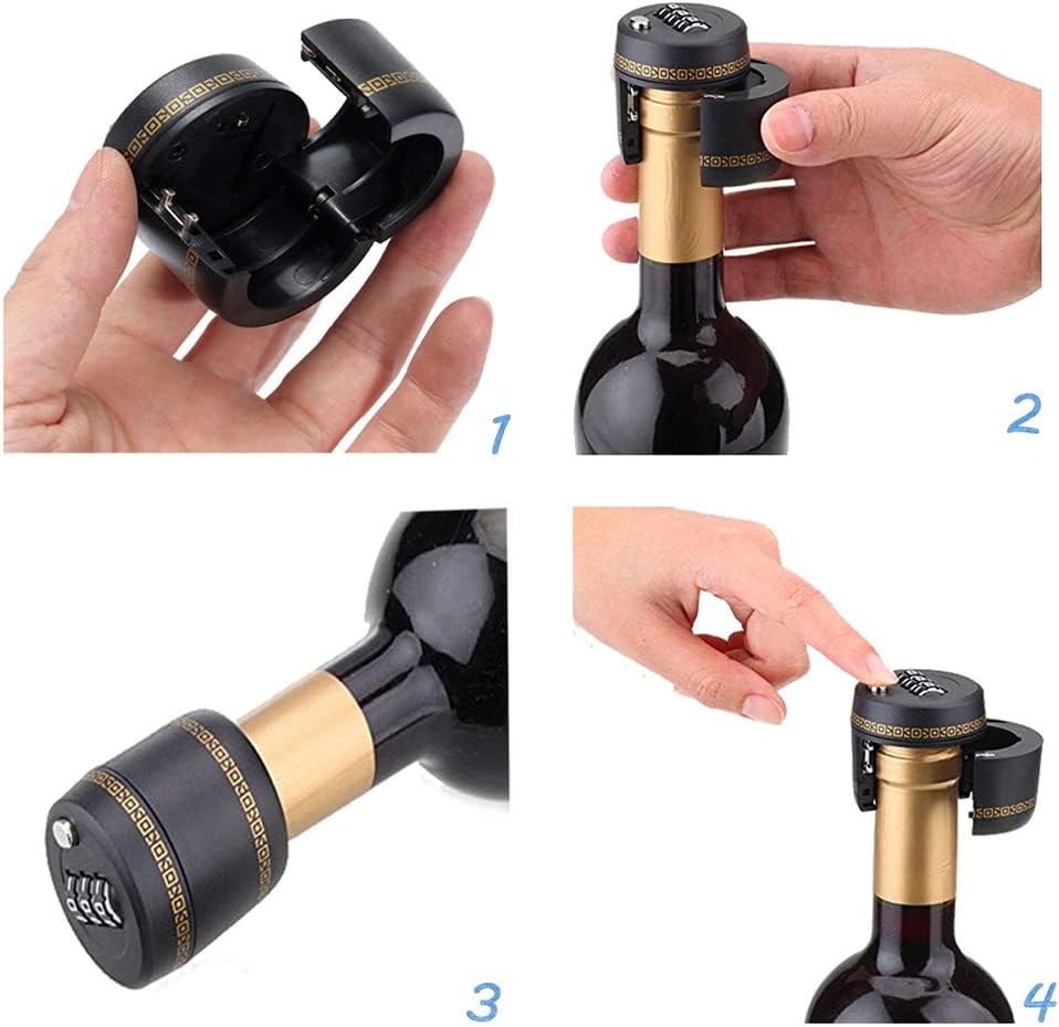 Wine Bottle Security Lock with 3-Digit Combination Code, Reusable Leak-Proof Stopper for Wine & Liquor Bottles, Child-Safe Alcohol Prevention Lock (26-28mm Neck Fit) (Types1, 30, Count)