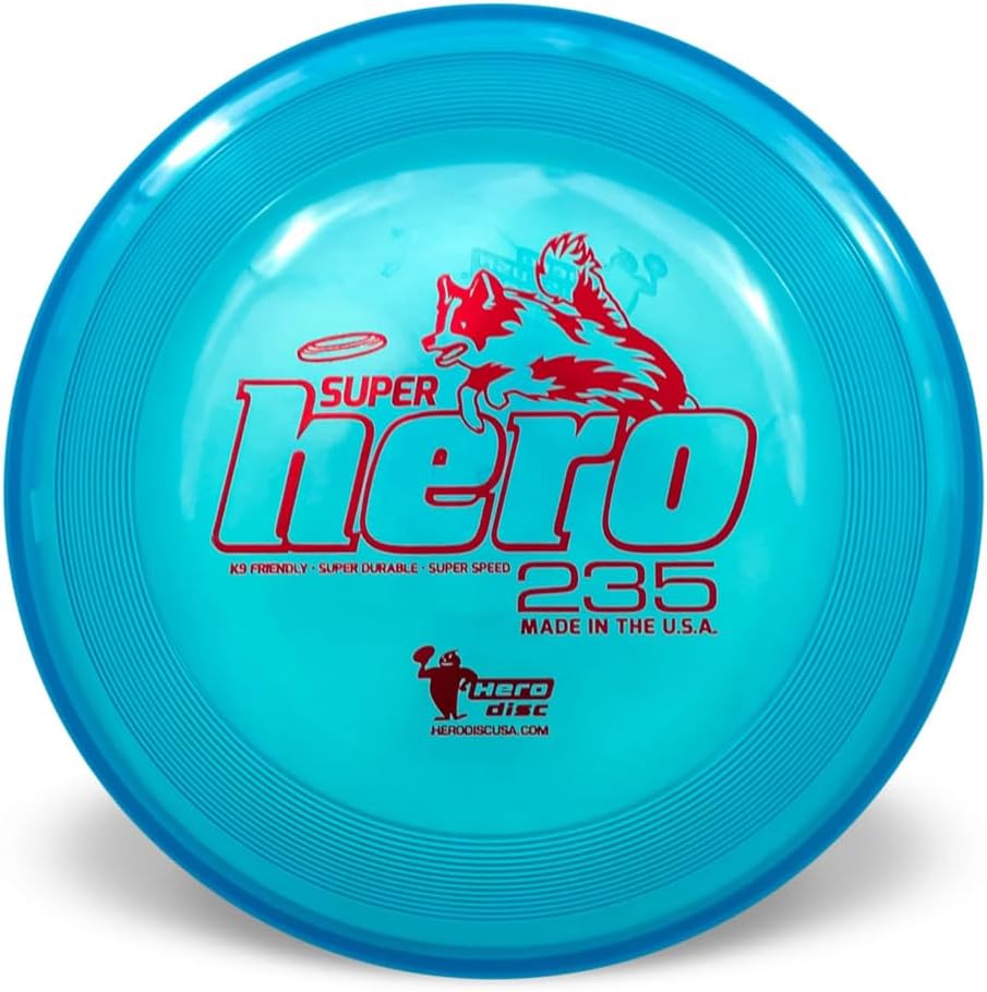 Hero Disc USA Superhero 235 K9 Candy Plastic Dog Disc, Outdoor Dog Toy and Pet Disc, Puncture Resistant Dog Flying Disc (Blue)