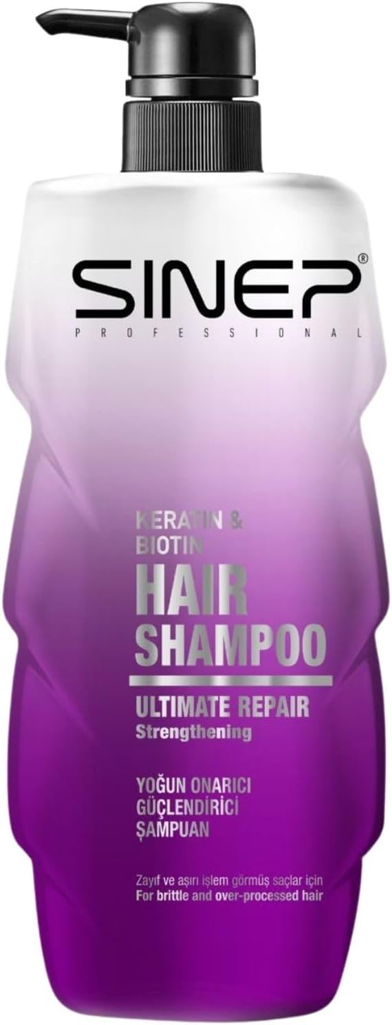 Professionele keratine- en biotine-shampoo, 1000 ml, voor beschadigd haar, versterking, glans, gezonde groei