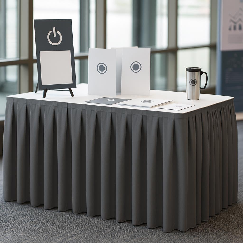 Skirting Plisseefalte für Catering Hochzeiten Gastronomie (Anthrazit, 490 x 73 cm)