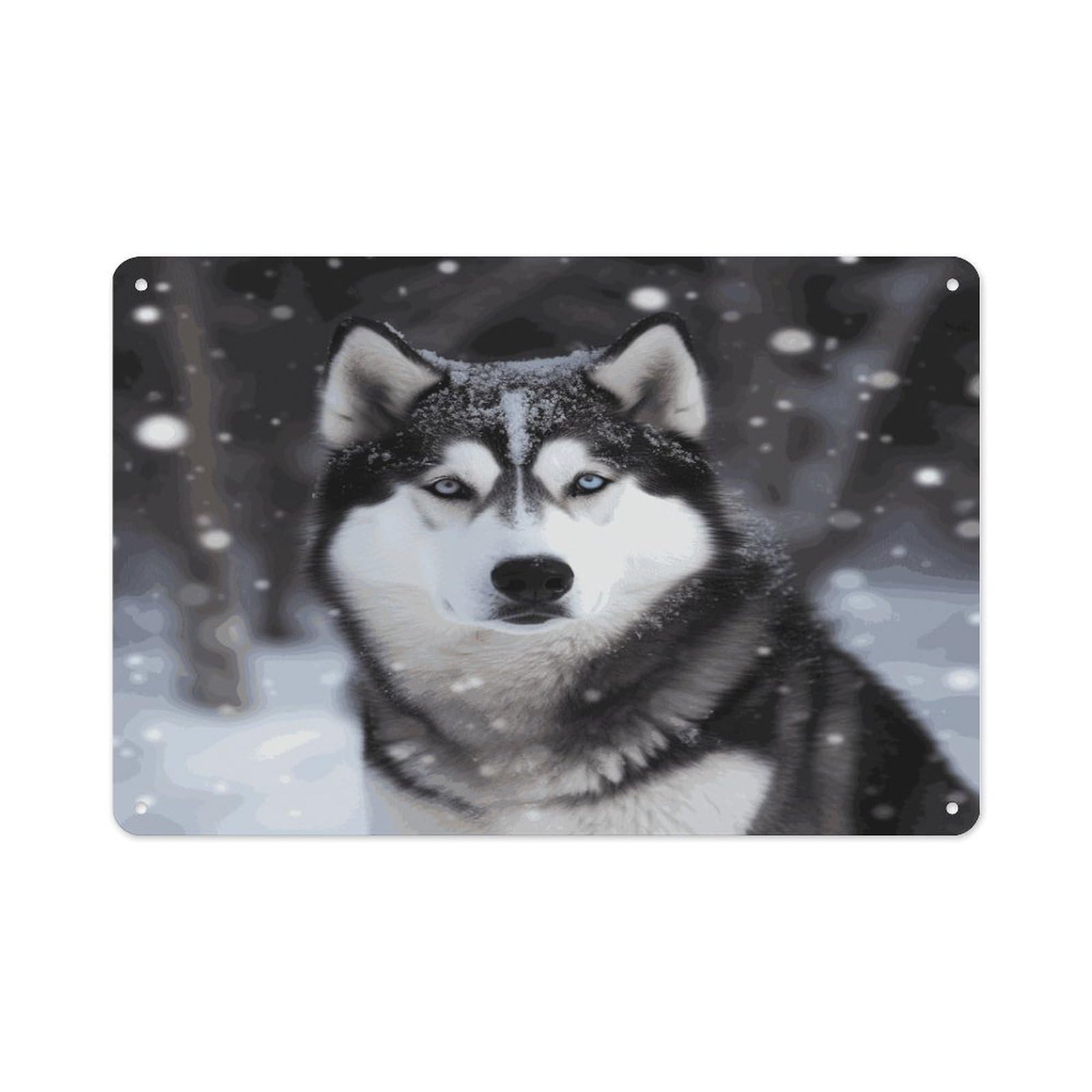 Btcowzrv Style Husky In Snow Dog Metal Sign 7.9 X 11.8 Inch, Aluminum Sign Wall Art Decor Easy To Install, Decorative Plaque For Home Bar Kitchen Pub Shop Garage