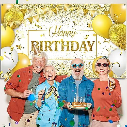 Snapklik.com : Tatuo Happy Birthday Decorations Backdrop, Glitter