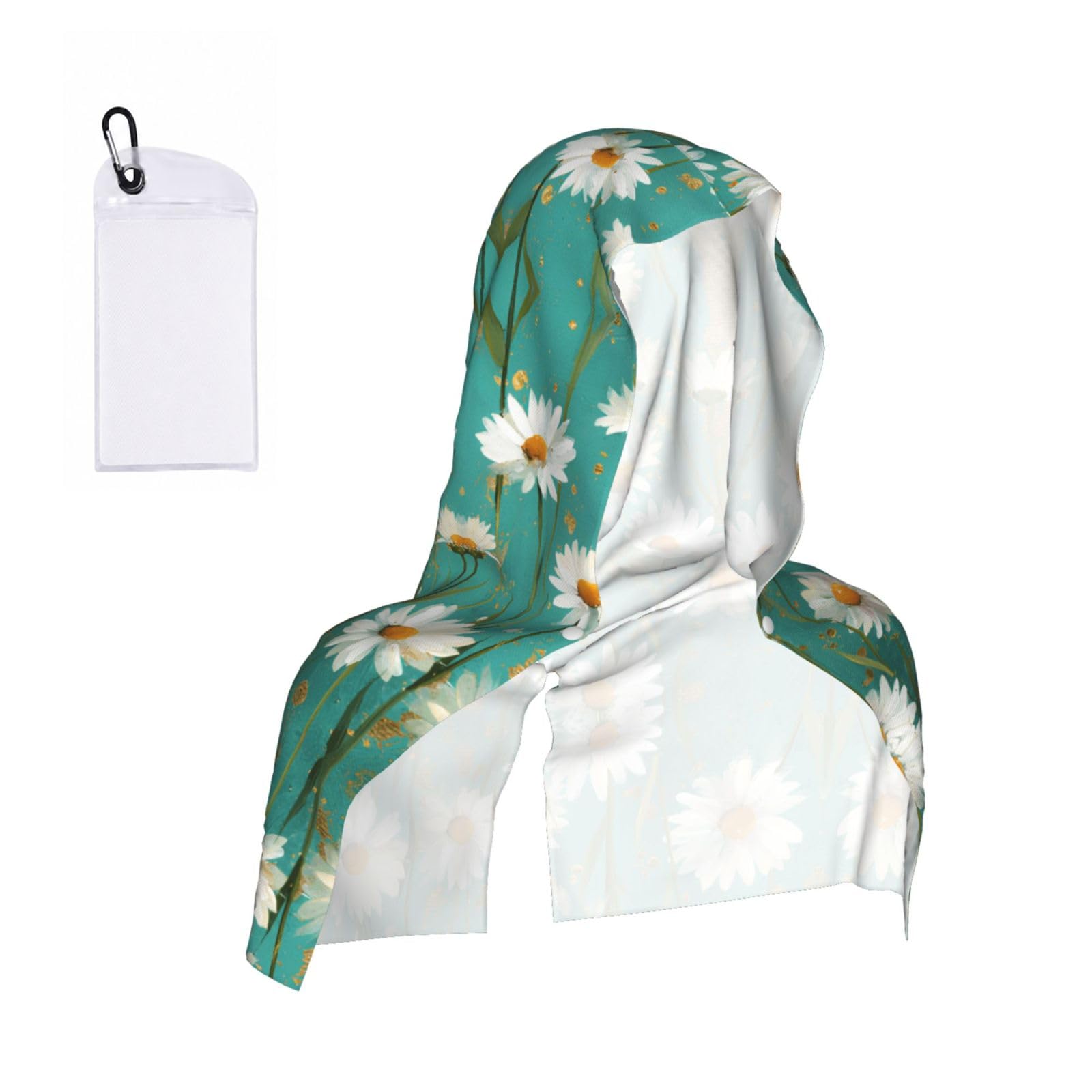 WXWJSHMGC Daisy Print Print Cooling Hoodie Towel, Cooling Towels For Neck And Face Sun Protection Instant Cool Hoodie(Sport/Camping/Work Out/Hot Weather)